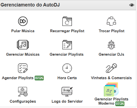Painel de streaming VoxStream para Web Rádio